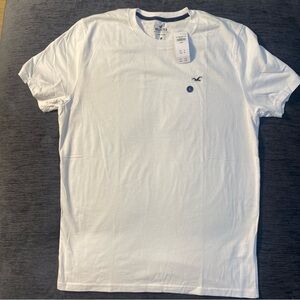 Hollister Classic White Tee with Blue Logo Men’s Size Large